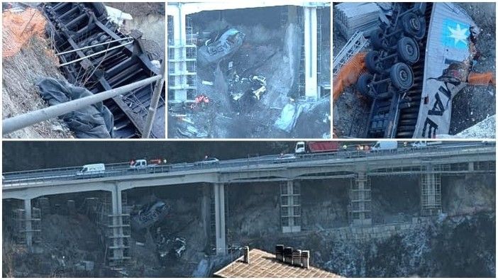 Spaventoso incidente sulla A6, camion precipita da un viadotto: un ferito grave dopo un volo di 15 metri