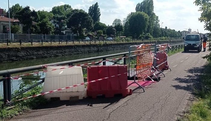 Naviglio Grande: chiusura dell’alzaia tra Gaggiano e Trezzano