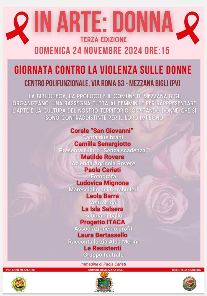 Mezzana Bigli: domenica 24 novembre, la terza edizione di &quot;In Arte Donna&quot;
