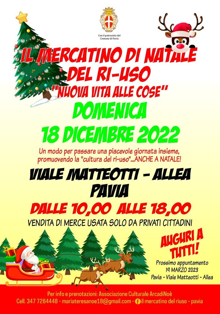 Torna a Pavia il Mercatino del Ri-Uso: domenica 18 dicembre appuntamento all'allea di viale Matteotti