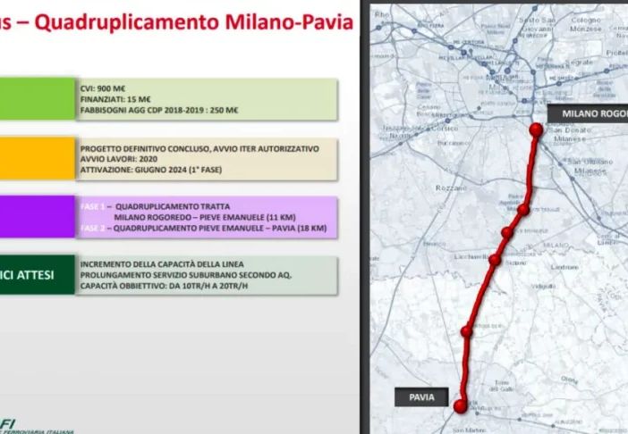 Quadruplicamento Milano-Pavia: Regione, via a gara da 189 milioni