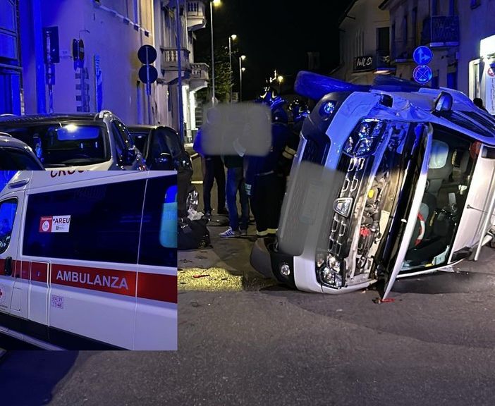 Auto si ribalta, paura a Busto Arsizio