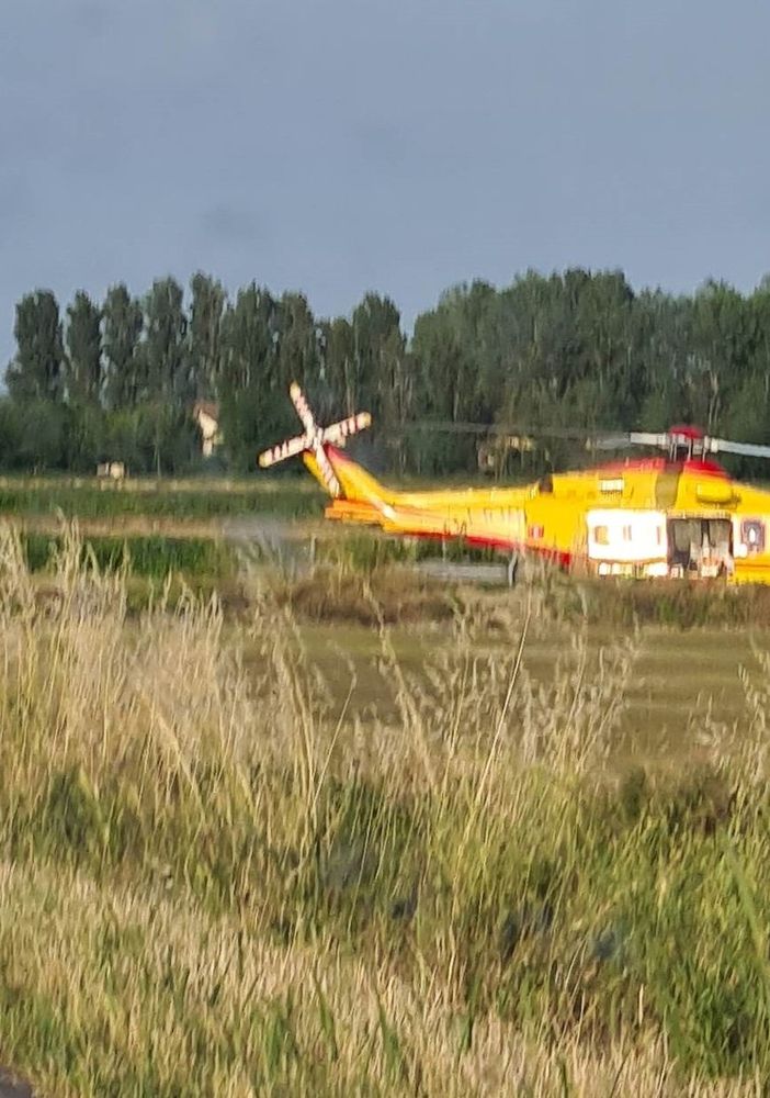 L'elisoccorso atterrato sul luogo dell'incidente