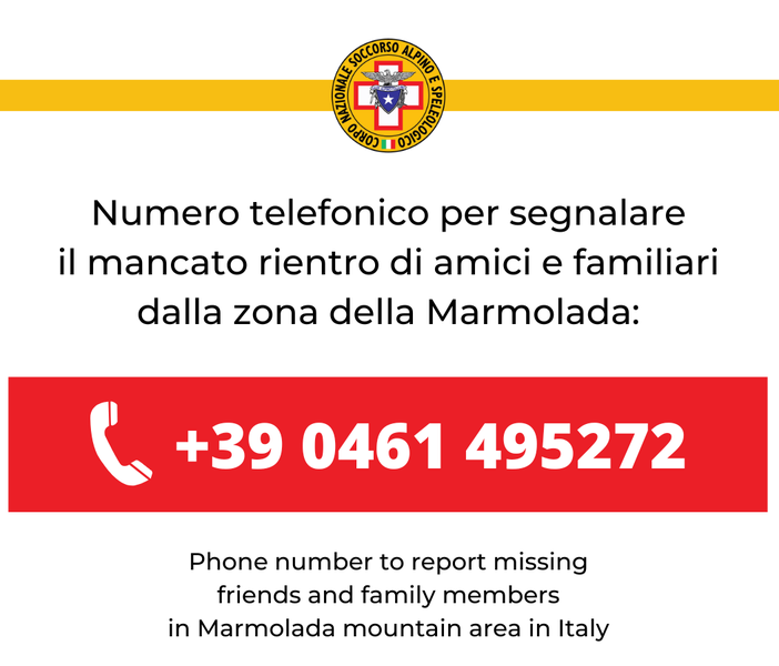 Sono 19 gli alpinisti dispersi sulla Marmolada. Gruppo montuoso chiuso, numero di telefono per l'emergenza