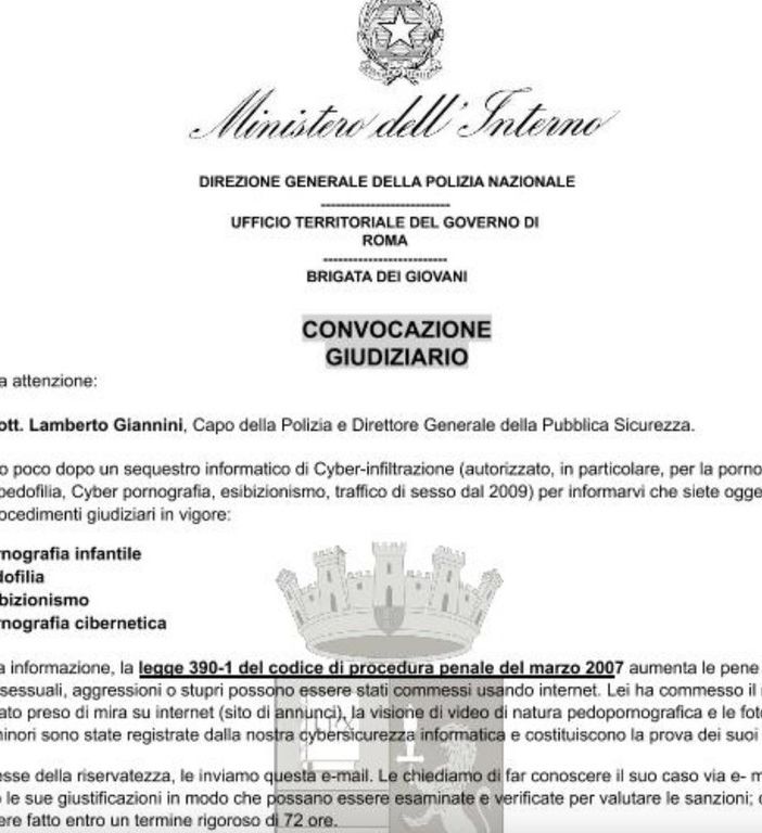 Tornano le mail truffa: “Lei è indagato per pornografia...&quot;