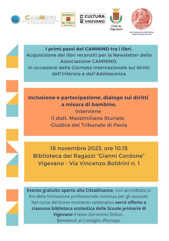 Vigevano: l'associazione Cammino promuove un evento, in occasione della giornata internazionale sui diritti dell'infanzia e dell'adolescenza