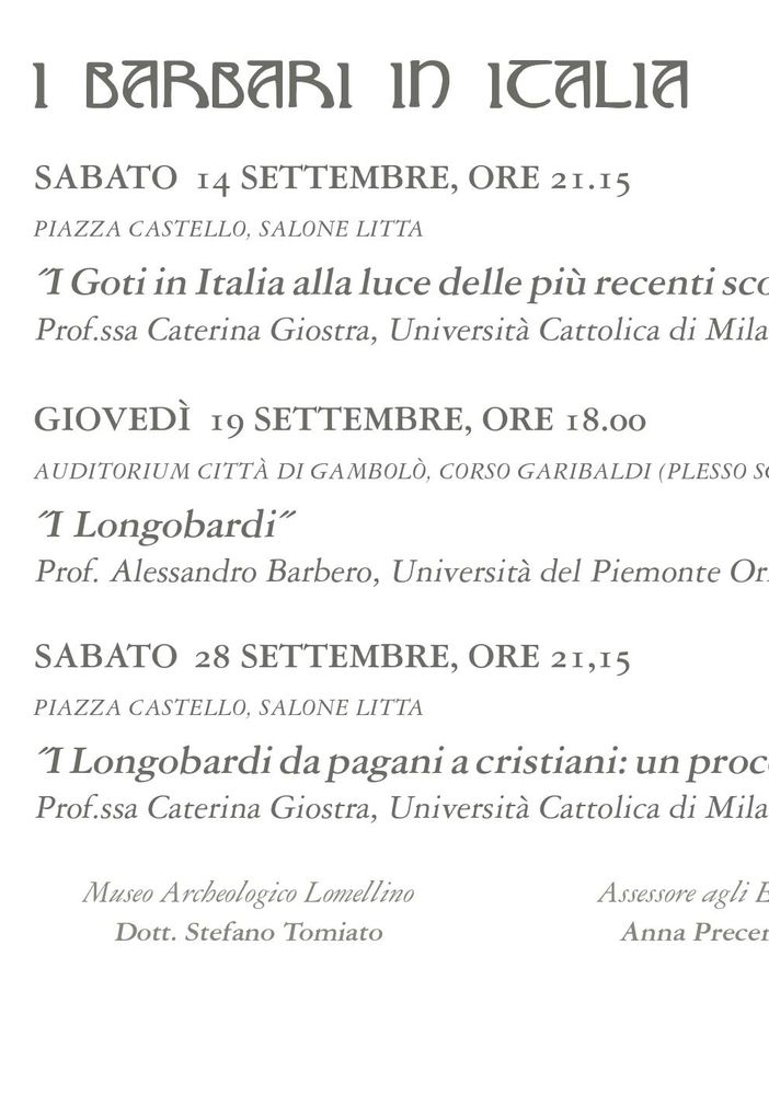 Gambolò, al Museo Lomellino arriva il terzo appuntamento del ciclo &quot;I Barbari in Italia&quot;
