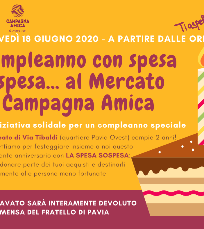 Compleanno con la “spesa sospesa” al mercato di Campagna Amica