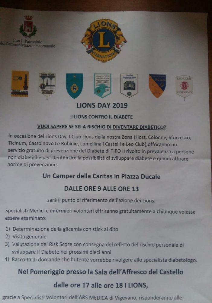 I Club Lions di Zona impegnati nella prevenzione del diabete