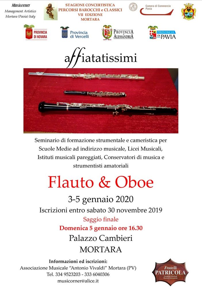 Mortara: &quot;Affiatatissimi!&quot; master class nazionale per strumenti a fiato