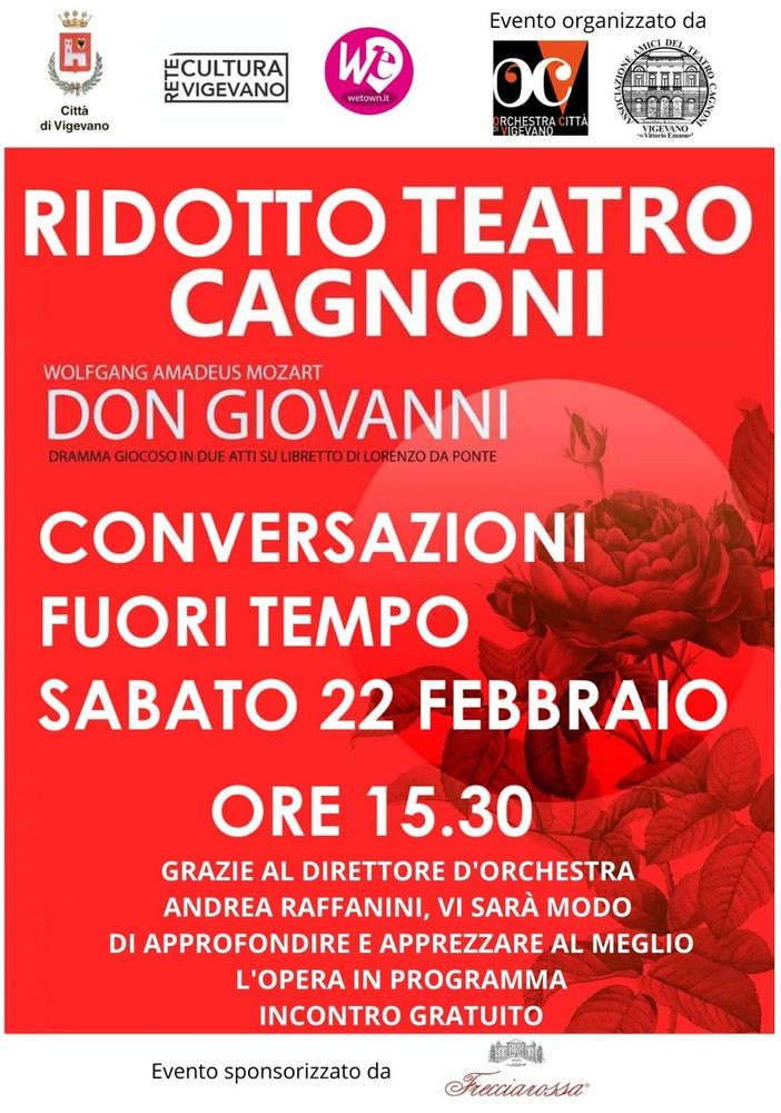 Vigevano: Il &quot;Don Giovanni&quot; di Mozart al centro delle &quot;Conversazioni Fuori Tempo&quot; al teatro Cagnoni