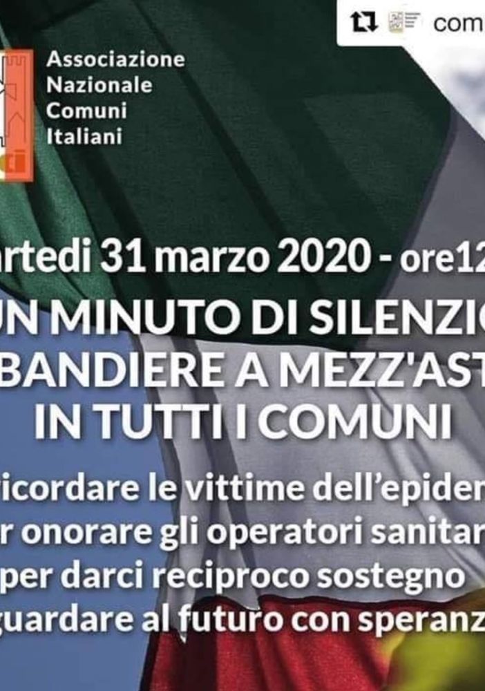 Cassolnovo aderisce all’iniziativa di ANCI. Domani (martedì) alle ore 12 un minuto di silenzio