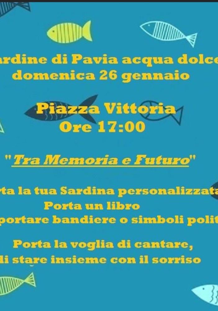 Pavia, le Sardine scendono in piazza. Prevista la presenza di tanti lomellini