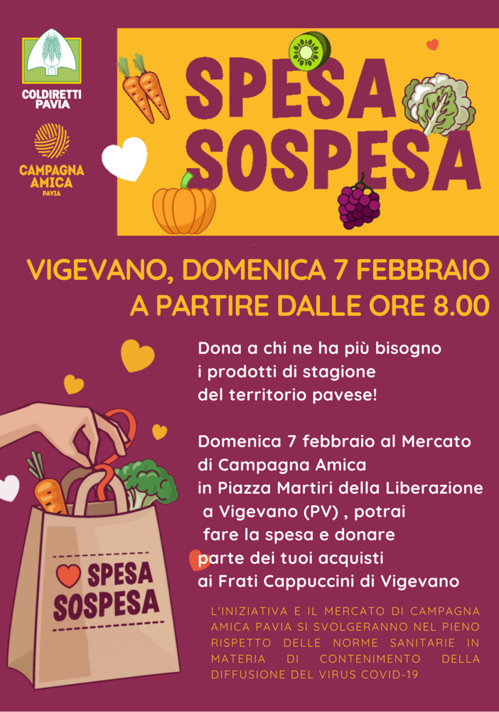 Vigevano: Covid, arriva la “spesa sospesa” dai contadini del mercato di Campagna Amica