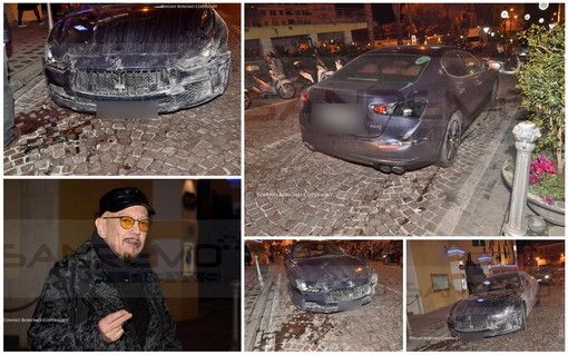 Nelle foto l'auto ed Enrico Ruggeri appena arrivati ieri a Sanremo