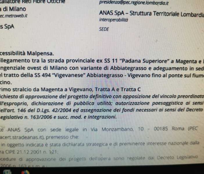 ESCLUSIVA TICINO NOTIZIE – Anas ‘rimette in marcia’ la strada per Malpensa: progetto definitivo e Conferenza di Servizi, si procede