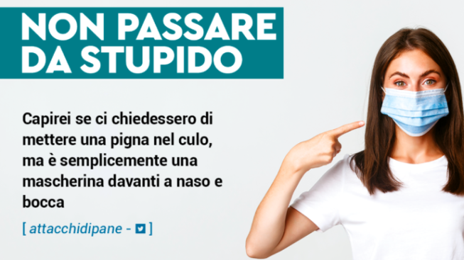 La provocazione anti-Covid lanciata da un comune in Puglia: “E’ una mascherina, mica una pigna nel...”