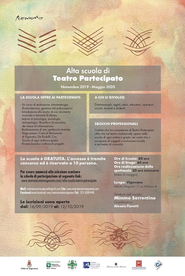 Vigevano: dieci selezionati accederanno a &quot;L'Alta Scuola di Teatro Partecipato&quot; di Mimmo Sorrentino