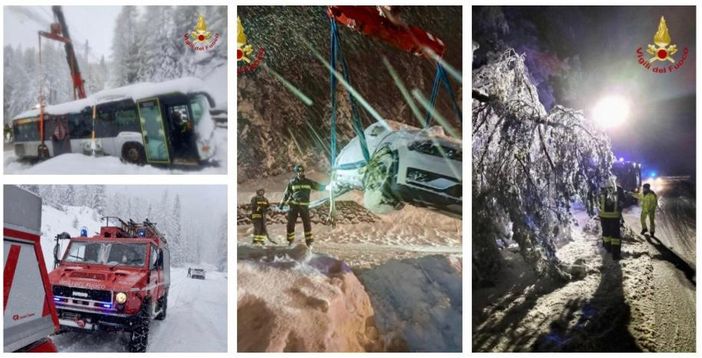Bellunese sommerso di neve: autisti bloccati e soccorsi tra l'Ampezzano e l'Agordino