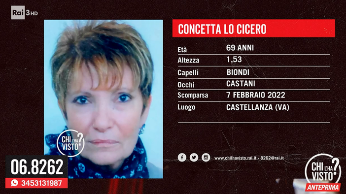 L’appello a “Chi l’ha visto?” per ritrovare Concetta Lo Cicero