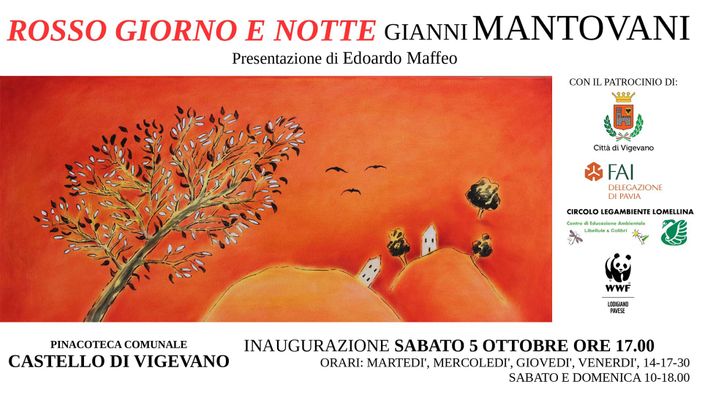 Vigevano, la mostra personale "Gianni Mantovani - Rosso Giorno e Notte" Vigevano, la mostra personale "Gianni Mantovani - Rosso Giorno e Notte"