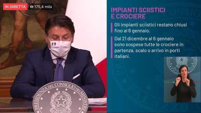 Dpcm Natale, Conte: «Dal 21 dicembre no agli spostamenti tra Regioni. A Capodanno limitiamo le cene ai conviventi»