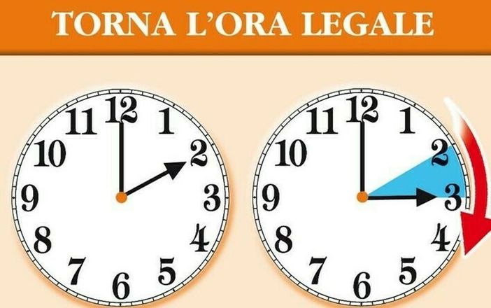 Torna l'ora legale: alle 2 di domenica 26 marzo orologi avanti di sessanta minuti Torna l'ora legale: alle 2 di domenica 26 marzo orologi avanti di sessanta minuti