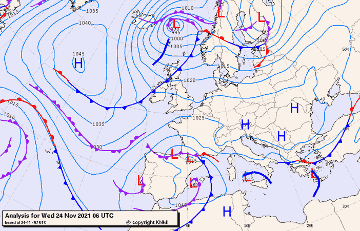 Previsioni meteo per mercoledì 24, giovedì 25, venerdì 26 (novembre)