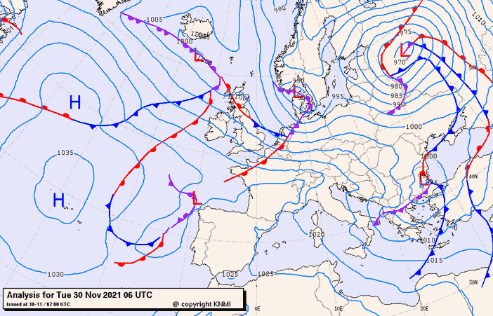 Previsioni meteo per martedì 30, mercoledì 1, giovedì 2 (novembre-dicembre)
