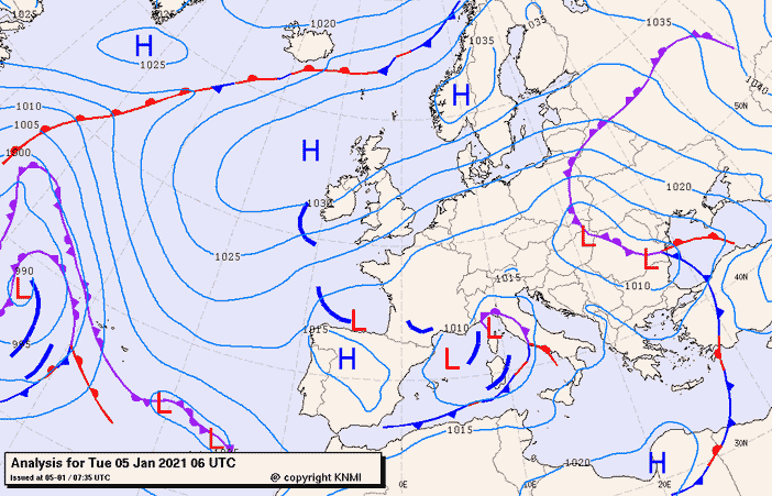 Previsioni meteo per martedì 5, mercoledì 6, giovedì 7 (gennaio)