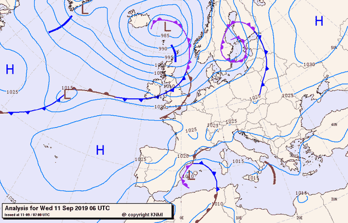 Previsioni meteo per mercoledì 11, giovedì 12, venerdì 13 (settembre)