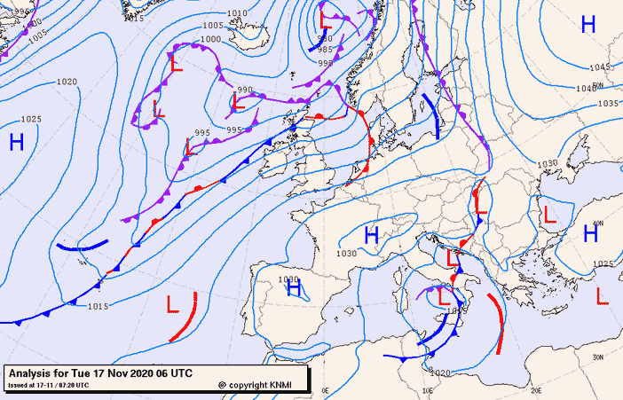 Previsioni meteo per martedì 17, mercoledì 18, giovedì 19 (novembre)