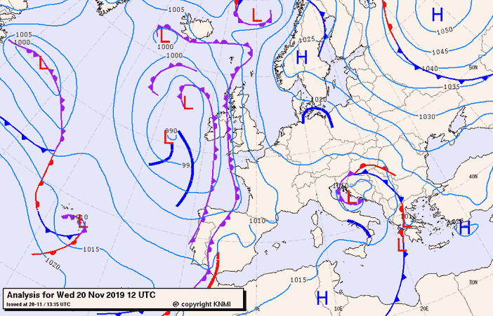Previsioni meteo per mercoledì 20, giovedì 21, venerdì 22 (novembre)