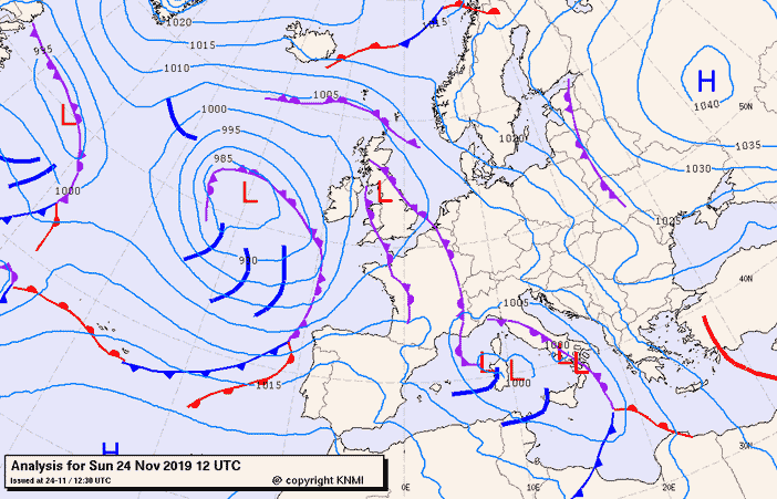 Previsioni meteo per domenica 24, lunedì 25, martedì 26 (novembre)