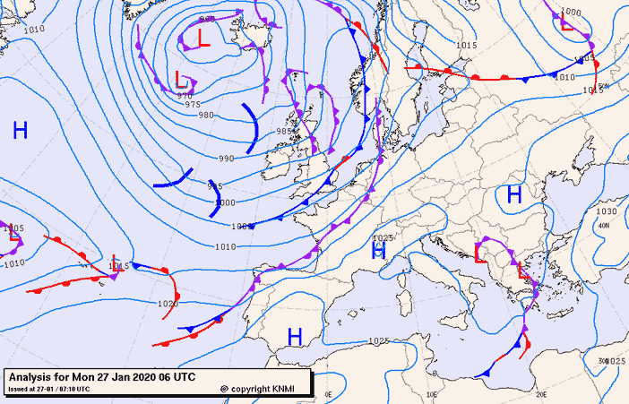 Previsioni meteo per lunedì 27, martedì 28, mercoledì 29 (gennaio)