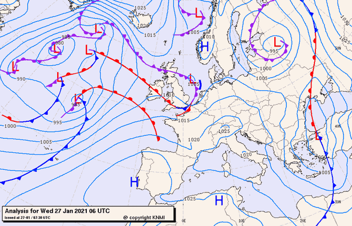 Previsioni meteo per mercoledì 27, giovedì 28, venerdì 29 (gennaio)