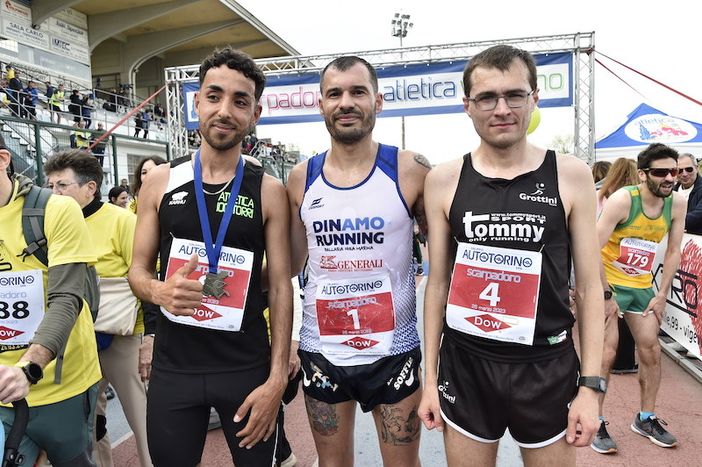 Il podio maschile della Scarpadoro Half Marathon 2023