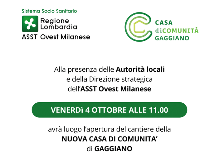 Gaggiano: il 4 ottobre partono i lavori per la Casa di Comunità Gaggiano: il 4 ottobre partono i lavori per la Casa di Comunità