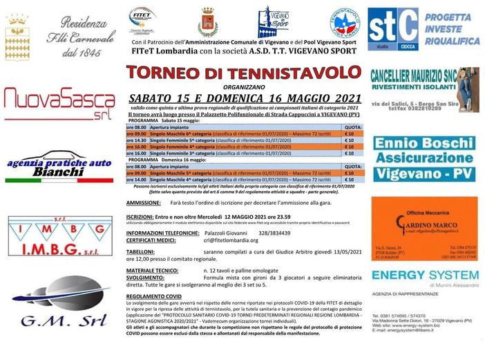Primo evento post-pandemia al palazzetto di strada Cappuccini. Ad organizzarlo è il Tennistavolo Vigevano Sport Primo evento post-pandemia al palazzetto di strada Cappuccini. Ad organizzarlo è il Tennistavolo Vigevano Sport