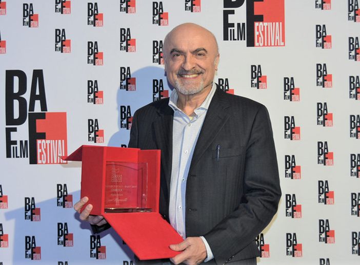 L'attore durante la premiazione al Baff L'attore durante la premiazione al Baff