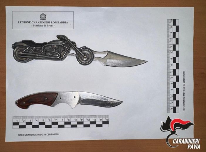 Stradella: lite per gelosia, intervento dei Carabinieri evita conseguenze più gravi, sequestrati due coltelli