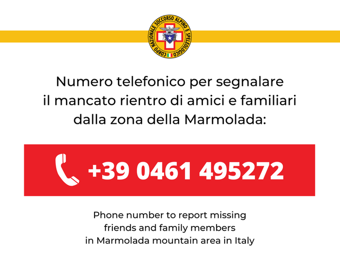 Sono 19 gli alpinisti dispersi sulla Marmolada. Gruppo montuoso chiuso, numero di telefono per l'emergenza