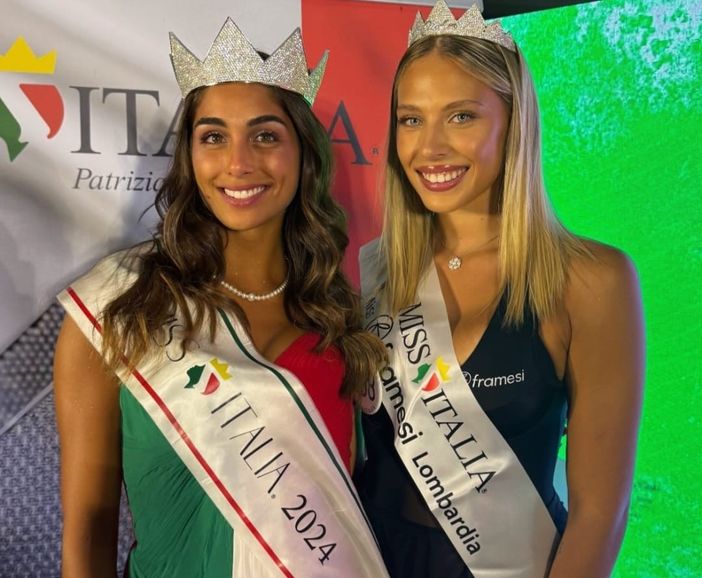 (Nella foto Ofelia Passaponti Miss Italia 2024 con Arianna Garofalo vincitrice ieri sera a Mede) (Nella foto Ofelia Passaponti Miss Italia 2024 con Arianna Garofalo vincitrice ieri sera a Mede)