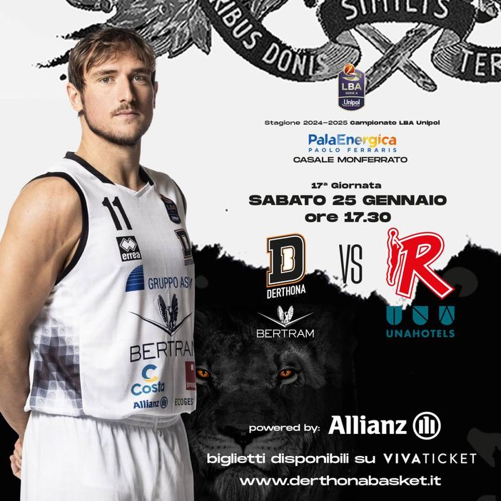 Basket serie A1, scatta domani la vendita dei biglietti per il prossimo match casalingo della Bertram Derthona contro Reggio Emilia Basket serie A1, scatta domani la vendita dei biglietti per il prossimo match casalingo della Bertram Derthona contro Reggio Emilia