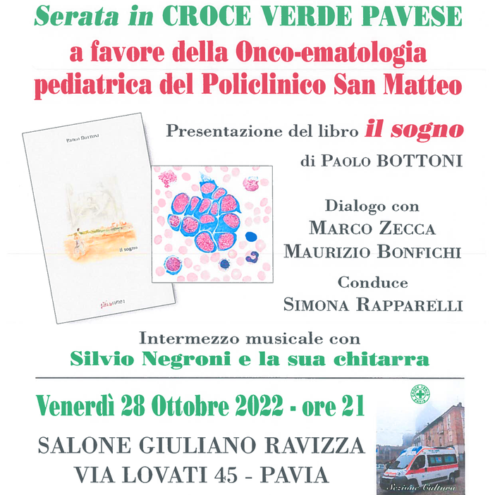 “Il sogno”: Croce Verde Pavese al fianco del reparto di Oncoematologia Pediatrica del Policlinico San Matteo “Il sogno”: Croce Verde Pavese al fianco del reparto di Oncoematologia Pediatrica del Policlinico San Matteo