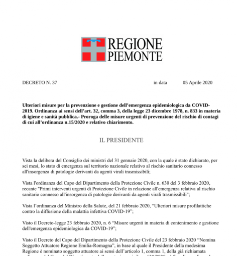 Attenzione: circola in rete una falsa ordinanza della Regione Piemonte
