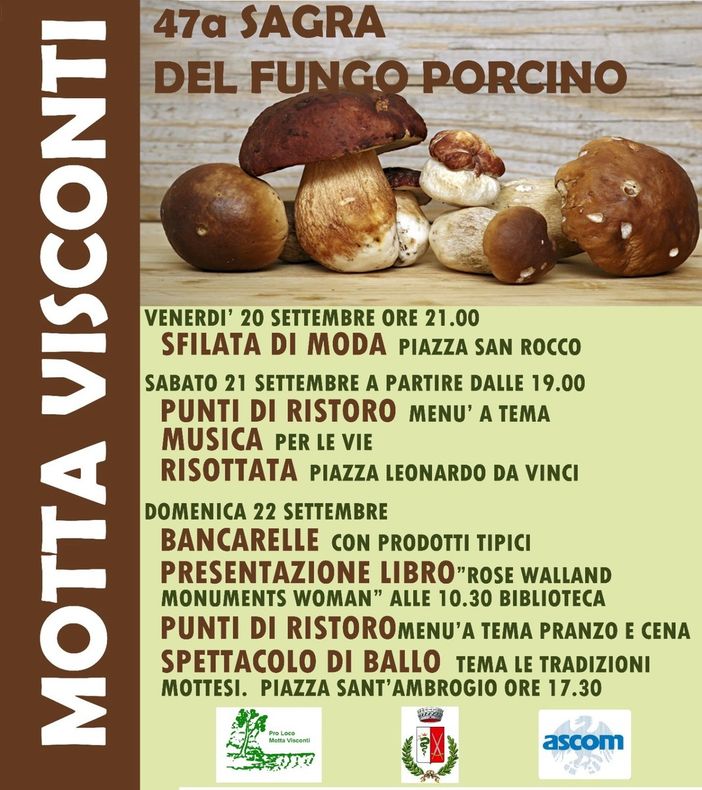 Motta Visconti, sagra del fungo porcino dal 20 al 22 settembre