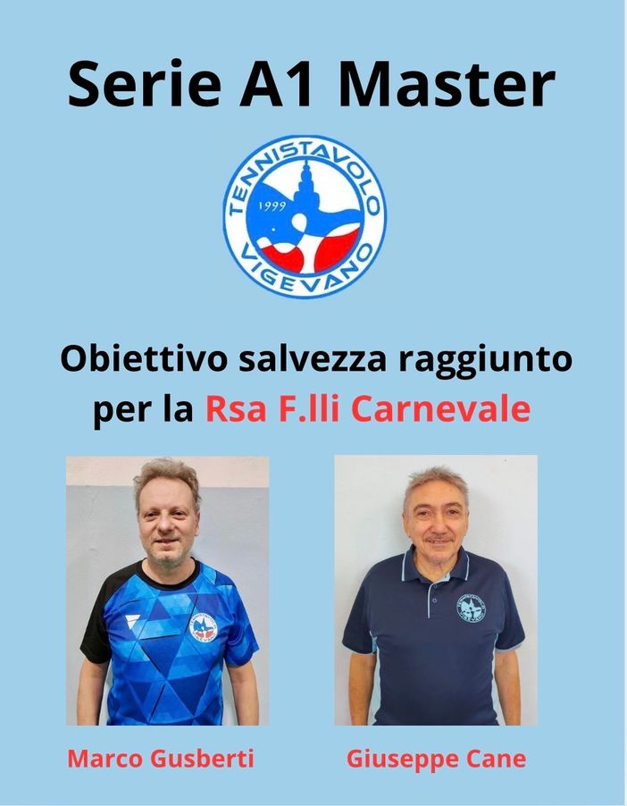 Tennistavolo: serie A1 Master, il concentramento di Sarentino regala la salvezza al TT Vigevano 1999