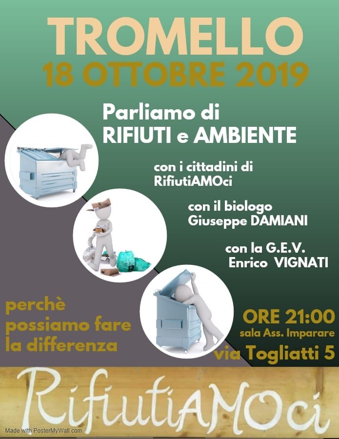 Tromello: il gruppo “Rifiutiamoci” riparte da Tromello per parlare di rifiuti ed ambiente Tromello: il gruppo “Rifiutiamoci” riparte da Tromello per parlare di rifiuti ed ambiente
