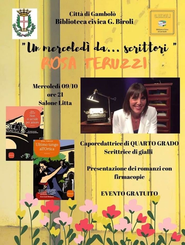 Gambolò, direttamente dal programma tv “Quarto Grado” sarà ospite al Salone Litta la scrittrice Rosa Teruzzi